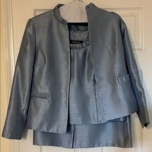 Kasper Women's Metallic Blue Matching Jacket, Skirt and Top Set